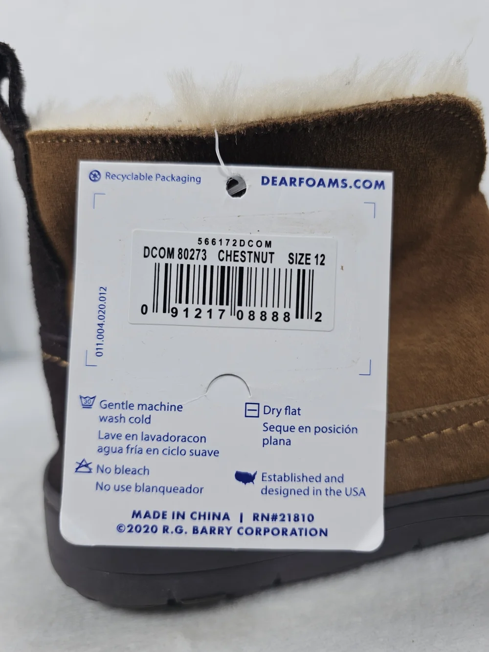 Dearfoams Mens 12 Genuine Suede Notch Boot Slippers Chestnut Brown Memory Foam